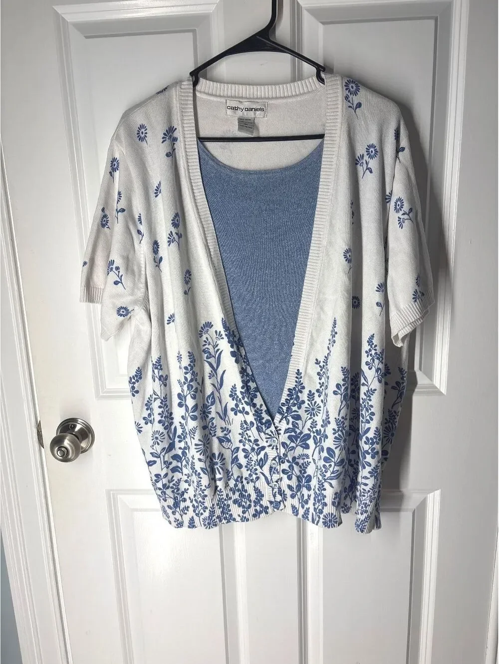 Cottagecore Grandmacore Vintage Cathy Daniel’s Short Sleeve Knit Twin Set 3XL